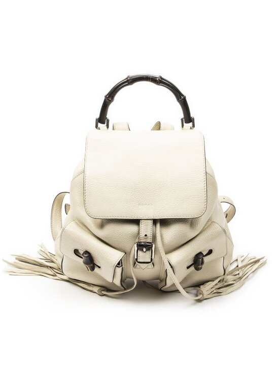 Gucci Bamboo Backpack Tassel Ivory Gray Calfskin Leather main image 6